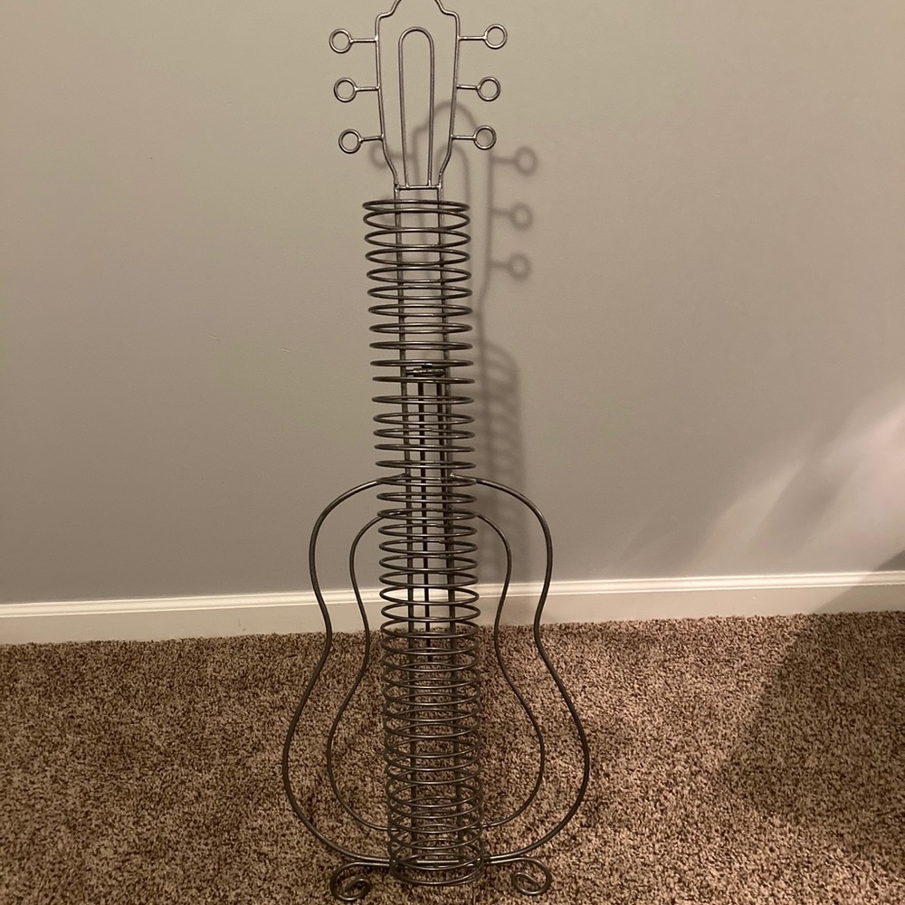 RARE Metal Sculptural Art Guitar CD Holder